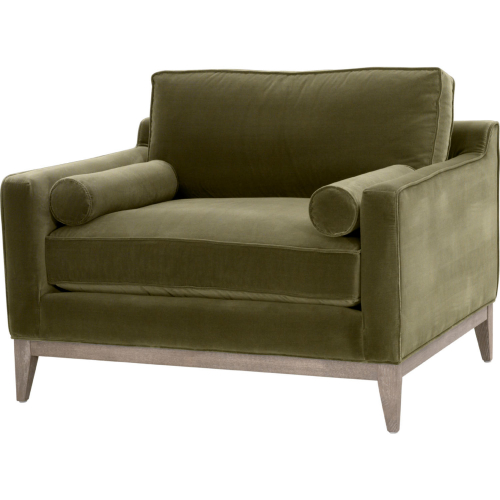 Parker Accent Chair in Olive Velvet & Natural Gray Oak